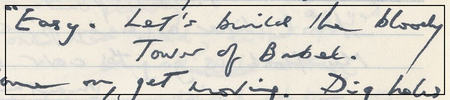 A close-up of writing in a Burgess notebook