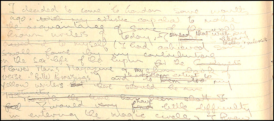 Faint hand-written notes by Anthony Burgess