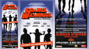 A Clockwork Orange on stage in Paris - poster excerpts