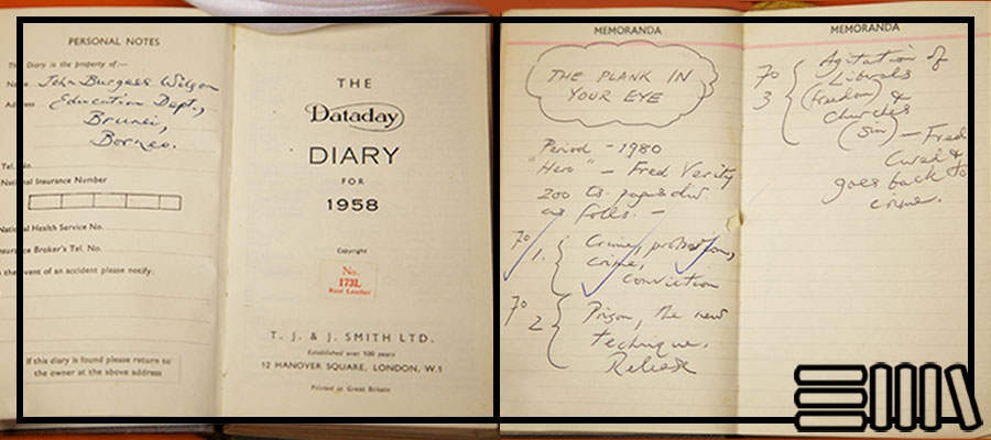 Scribblings inside the front section of Burgess's diary