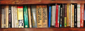 Book shelves with James Joyce books