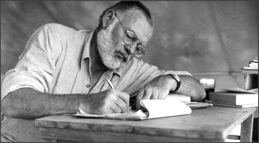 Ernest Hemingway writing