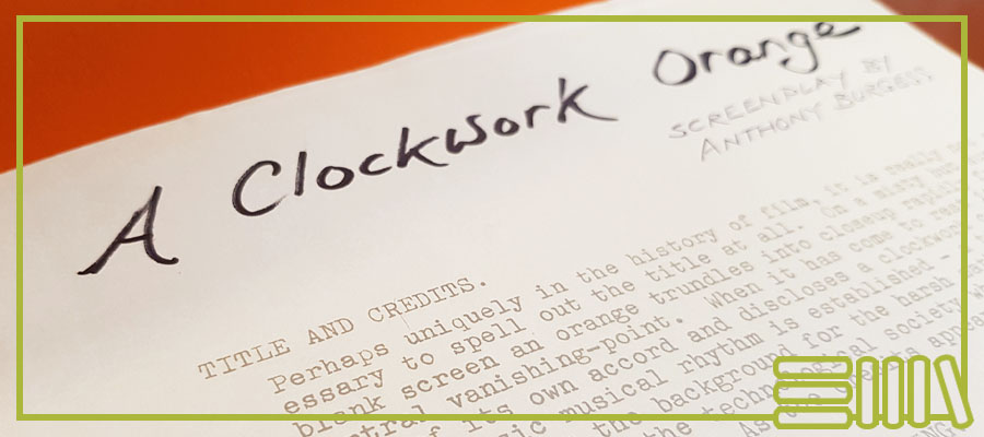 First page of the script showing the A Clockwork Orange title